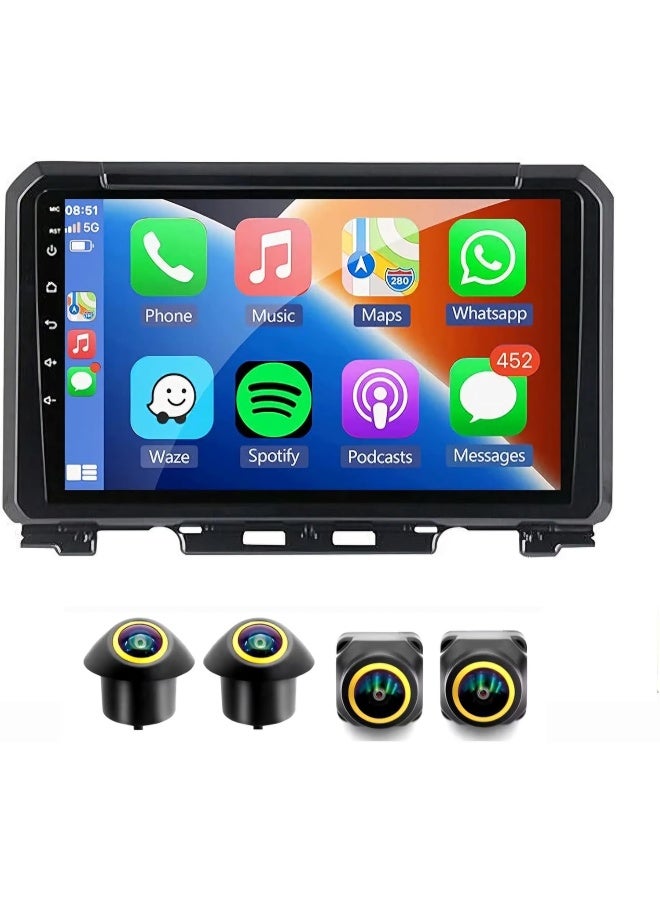 Vierex Fit Suzuki Jimny Car Stereo Radio Jimny 2018-2023 Android Screen With Apple Carplay Android Auto Wireless WiFi DSP FM&AM BT AHD Camera Included Fast Interface (4+32GB 360D Cameras) - Image 1