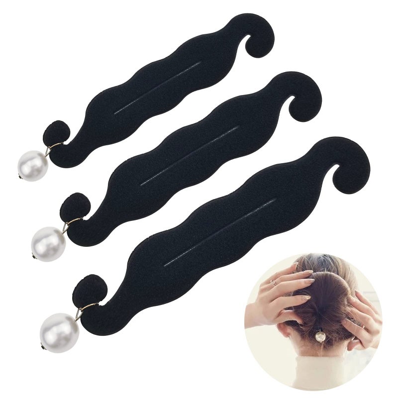 DonLeeving 3 PACK Pearl Hair Bun Makers - Lazy Curler Clips, Magic Foam Sponge Donuts for Beauty Hairstyles, Styling Tool Accessories for Women - Image 1
