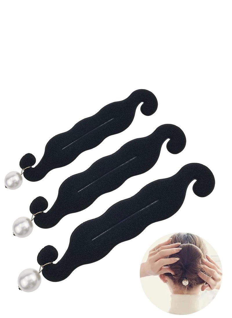 DonLeeving - 3 PACK Pearl Hair Bun Makers - Lazy Curler Clips, Magic Foam Sponge Donuts for Beauty Hairstyles, Styling Tool Accessories for Women - Image 1