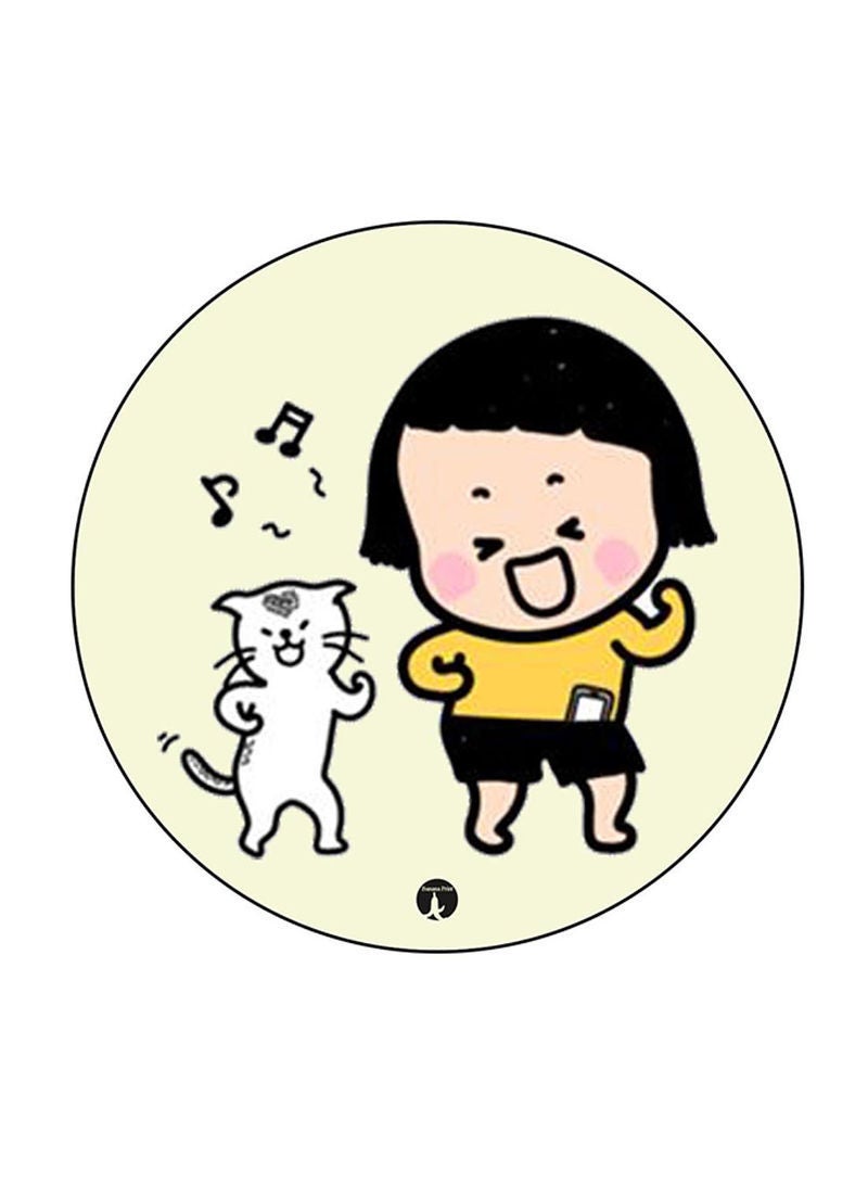 Girl Printed Mouse Pad Round  Multicolour