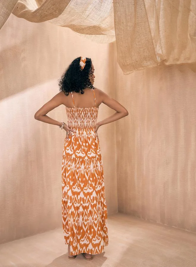 SASSAFRAS Printed Cotton Maxi Dress