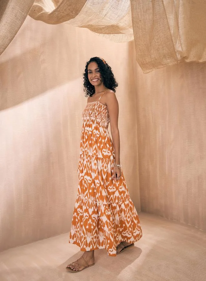SASSAFRAS Printed Cotton Maxi Dress