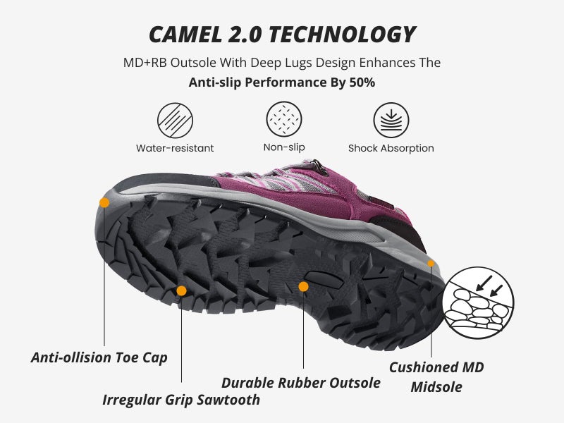 CAMEL CROWN Women's Hiking Shoes Lightweight Non-Slip Breathable Outdoor Trail Trekking Sneaker Walking Low Height - Image 3