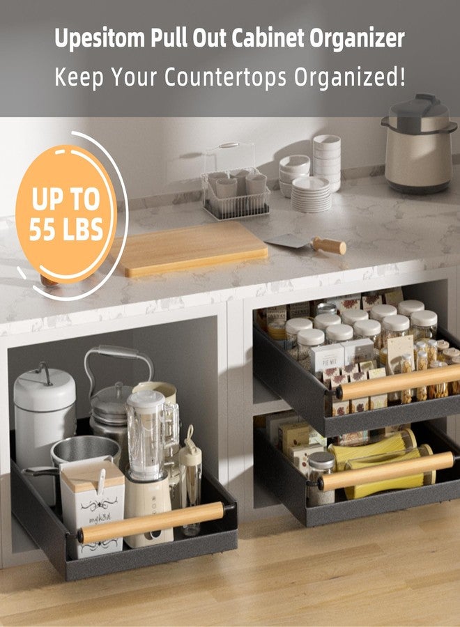 Upesitom Pull Out Cabinet Organizer, 15.3'' Deep Expandable Slide Out Cabinet Organizer Fixed with Adhesive Nano Film, Slide Out Drawers Pull Out Tray for Cabinet in Kitchen, Pantry, Bathroom, Black - Image 4