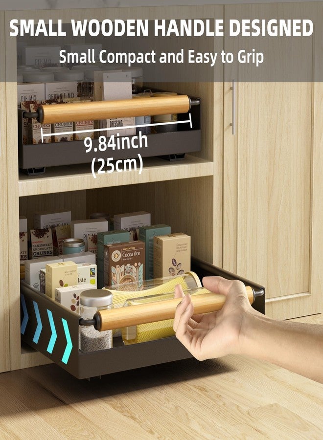 Upesitom Pull Out Cabinet Organizer, 15.3'' Deep Expandable Slide Out Cabinet Organizer Fixed with Adhesive Nano Film, Slide Out Drawers Pull Out Tray for Cabinet in Kitchen, Pantry, Bathroom, Black - Image 3