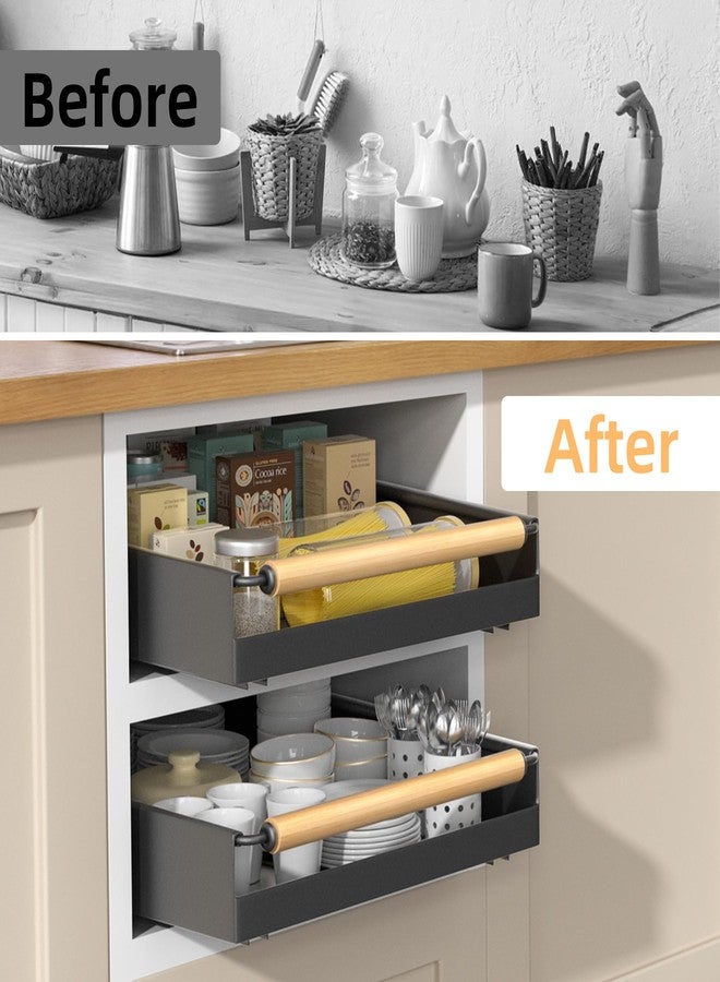 Upesitom Pull Out Cabinet Organizer, 15.3'' Deep Expandable Slide Out Cabinet Organizer Fixed with Adhesive Nano Film, Slide Out Drawers Pull Out Tray for Cabinet in Kitchen, Pantry, Bathroom, Black - Image 5