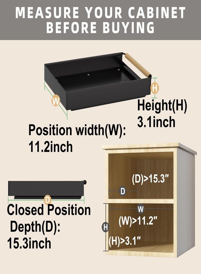 Upesitom Pull Out Cabinet Organizer, 15.3'' Deep Expandable Slide Out Cabinet Organizer Fixed with Adhesive Nano Film, Slide Out Drawers Pull Out Tray for Cabinet in Kitchen, Pantry, Bathroom, Black - Image 2