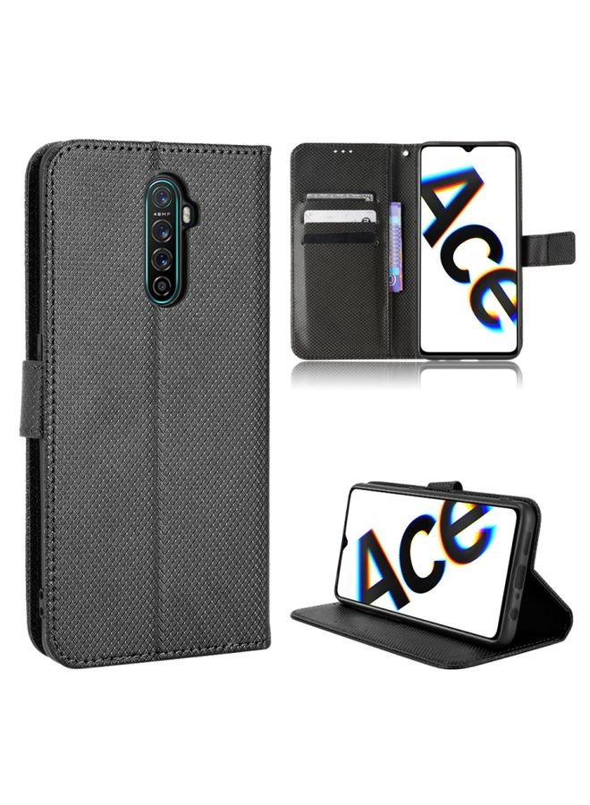 HuHa Case Cover For Reno Ace / Realme X2 Pro Diamond Texture Leather Phone Case Black