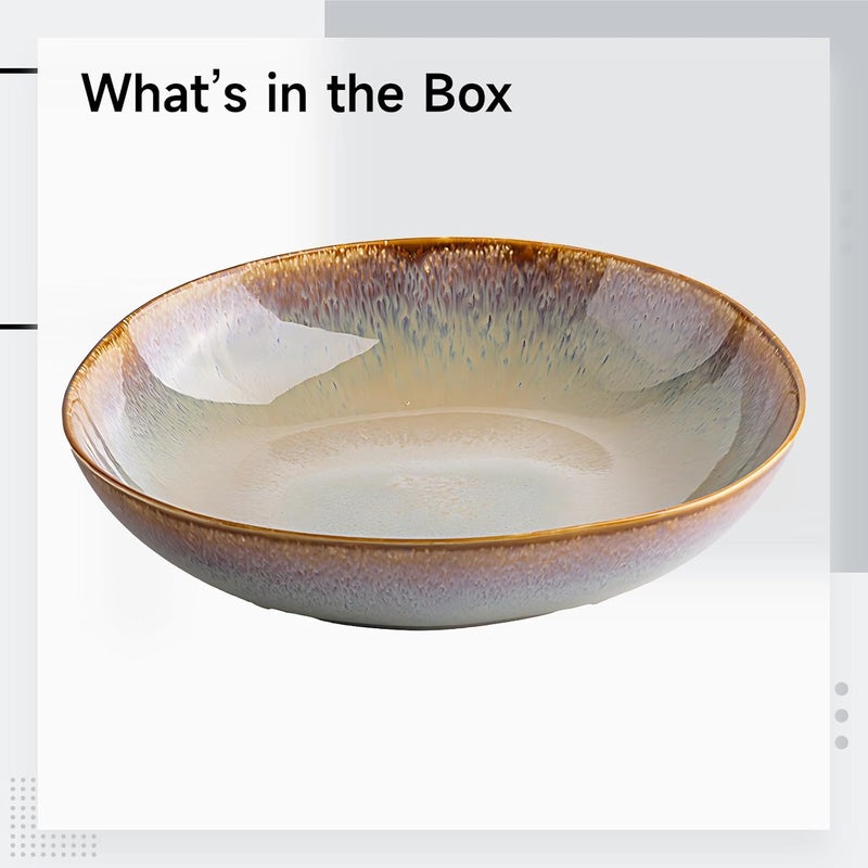8.5 In Ceramic Plate, Color Flame Salad Plate For Pasta, 30.4 Fl Oz, Unique Glazed Hotel Tableware, Microwave & Dishwasher Safe - Image 4