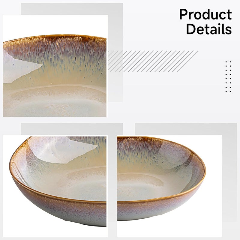 8.5 In Ceramic Plate, Color Flame Salad Plate For Pasta, 30.4 Fl Oz, Unique Glazed Hotel Tableware, Microwave & Dishwasher Safe - Image 2