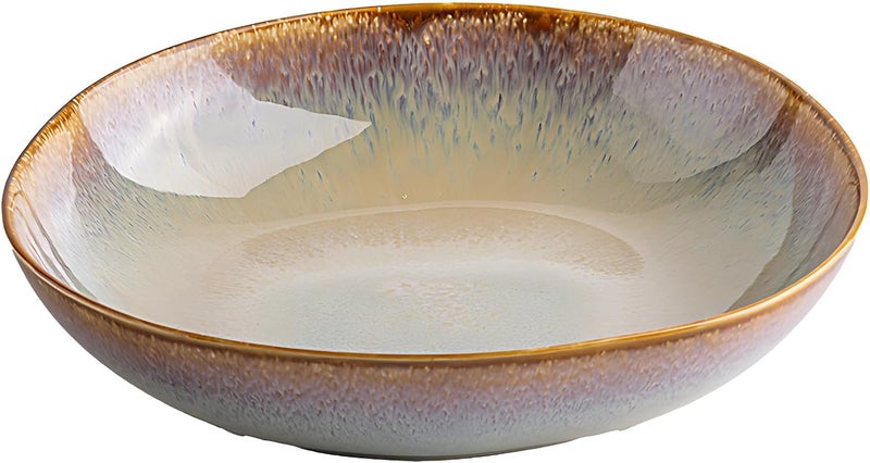 8.5 In Ceramic Plate, Color Flame Salad Plate For Pasta, 30.4 Fl Oz, Unique Glazed Hotel Tableware, Microwave & Dishwasher Safe - Image 1