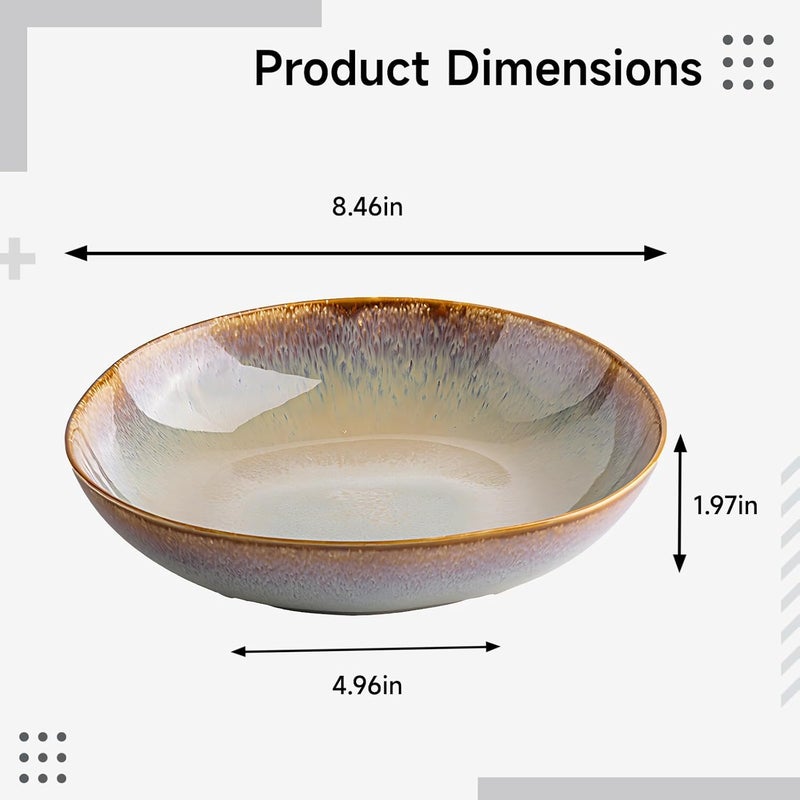 8.5 In Ceramic Plate, Color Flame Salad Plate For Pasta, 30.4 Fl Oz, Unique Glazed Hotel Tableware, Microwave & Dishwasher Safe - Image 5