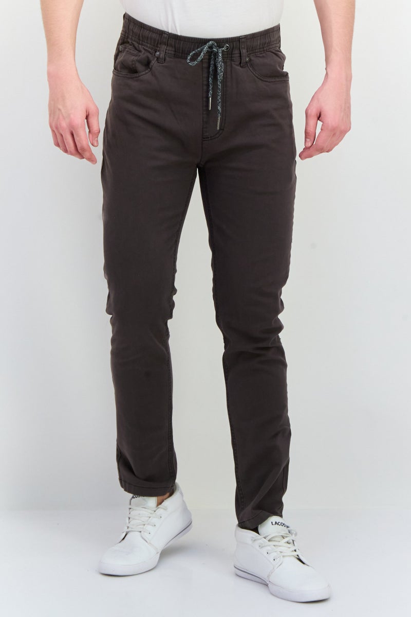Civil Society Men Regular Fit Solid Stretchable Slim Pants, Dark Charcoal  - Image 1