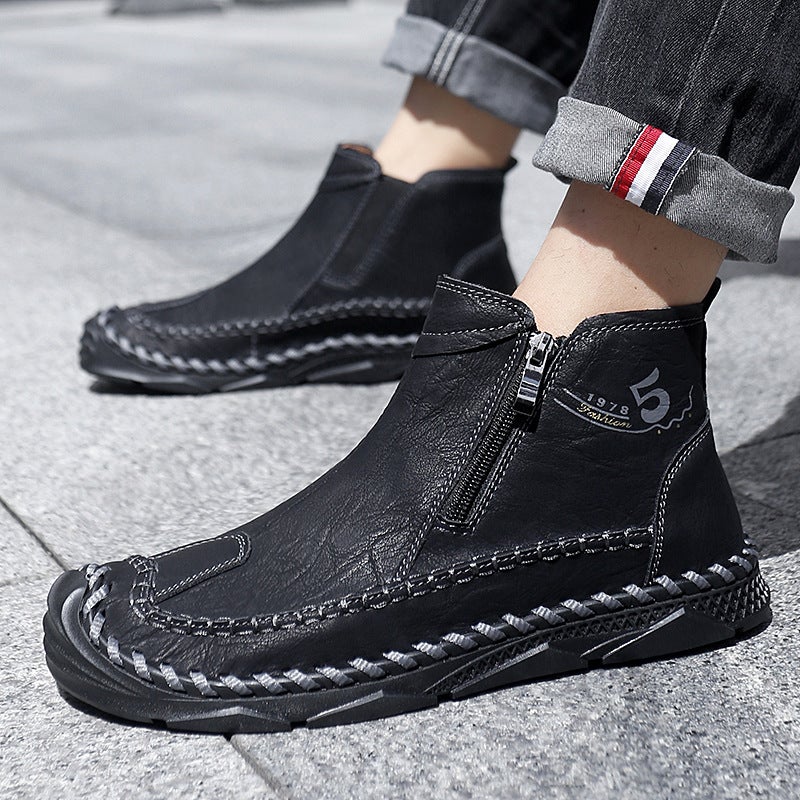 Men'S Leather Boots For , Breathable, Soft, Fashionable Men'S Shoes, Martin Boots, Casual Men'S Boots, Fashion Work Boots - Image 5