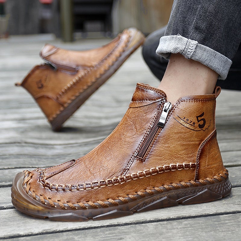 Men'S Leather Boots For , Breathable, Soft, Fashionable Men'S Shoes, Martin Boots, Casual Men'S Boots, Fashion Work Boots - Image 2