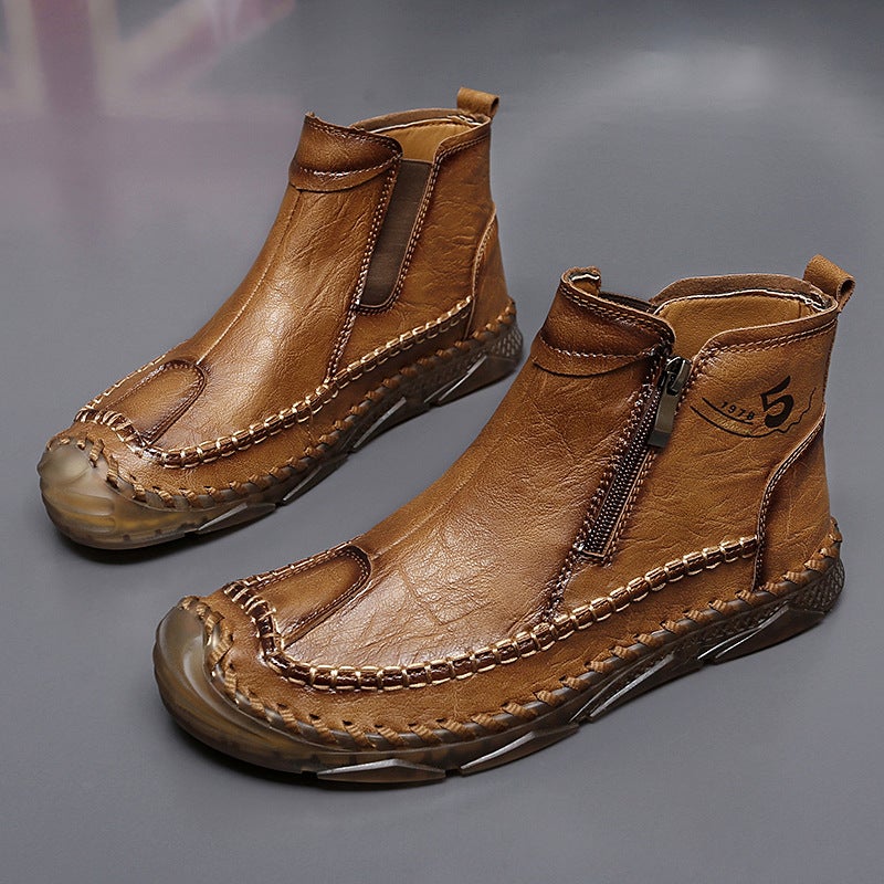Men'S Leather Boots For , Breathable, Soft, Fashionable Men'S Shoes, Martin Boots, Casual Men'S Boots, Fashion Work Boots - Image 1