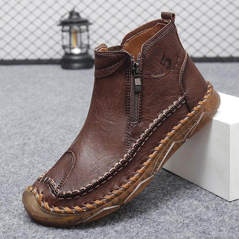 Men'S Leather Boots For , Breathable, Soft, Fashionable Men'S Shoes, Martin Boots, Casual Men'S Boots, Fashion Work Boots - Image 3