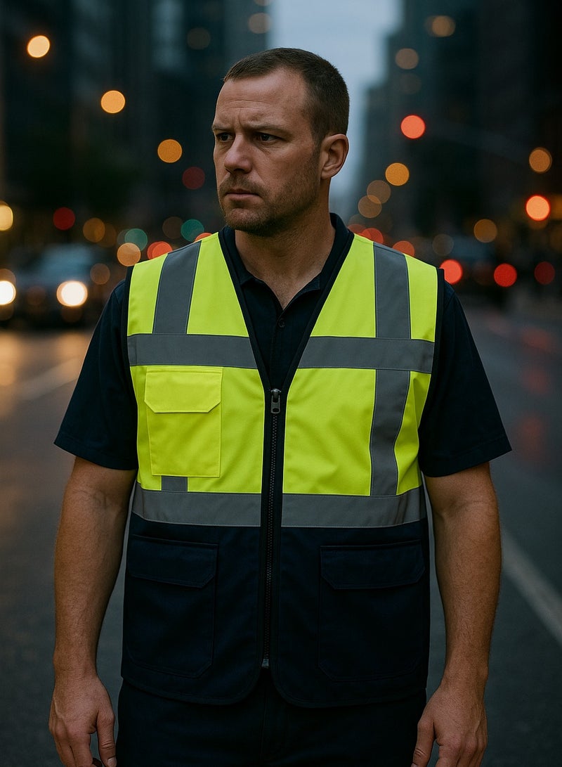 Vaultex Reflective Safety Vests High Visibility Breathable Day Night Warning Jacket with Zipper and 5 Pockets for Construction,Traffic,Cycling Safety purpose  - Image 1