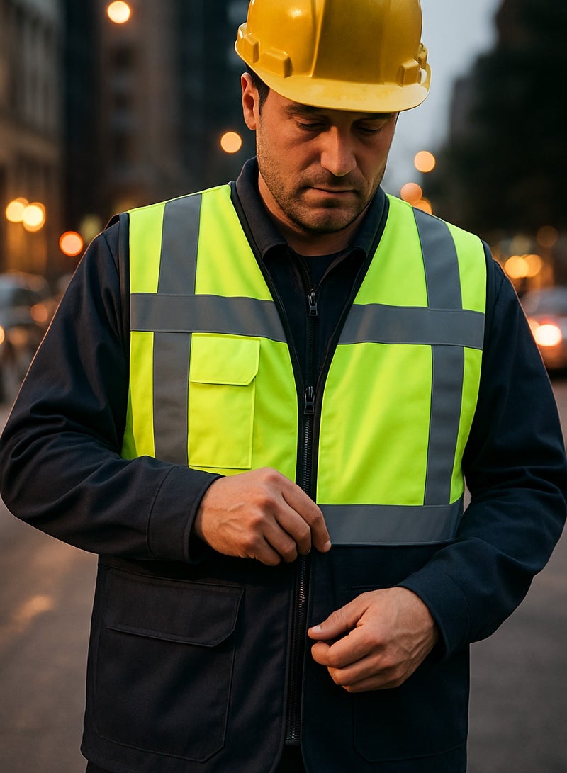 Vaultex Reflective Safety Vests High Visibility Breathable Day Night Warning Jacket with Zipper and 5 Pockets for Construction,Traffic,Cycling Safety purpose  - Image 2