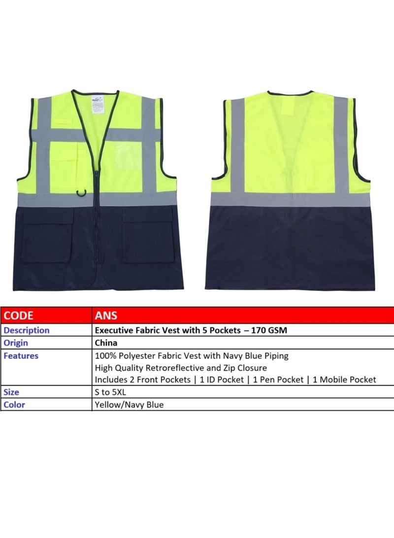 Vaultex Reflective Safety Vests High Visibility Breathable Day Night Warning Jacket with Zipper and 5 Pockets for Construction,Traffic,Cycling Safety purpose  - Image 3