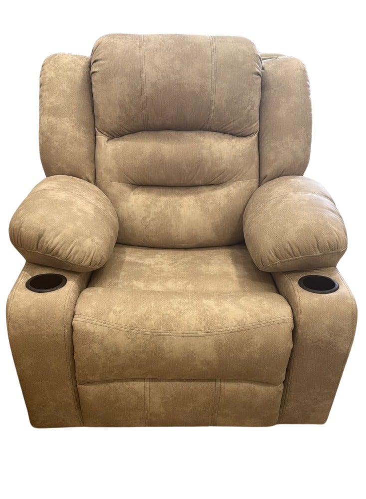 كرسي استرخاء دوار – خشب سويد فاخر، تنجيد ناعم، حامل أكواب