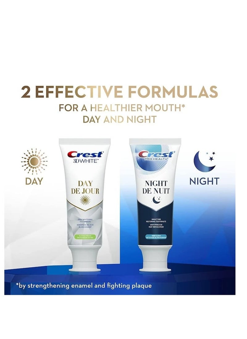 Crest - Crest 3D White Whitening Toothpaste, Day & Pro-Health Night Regimen Pack with Stannous Fluoride 90 mL - Image 1