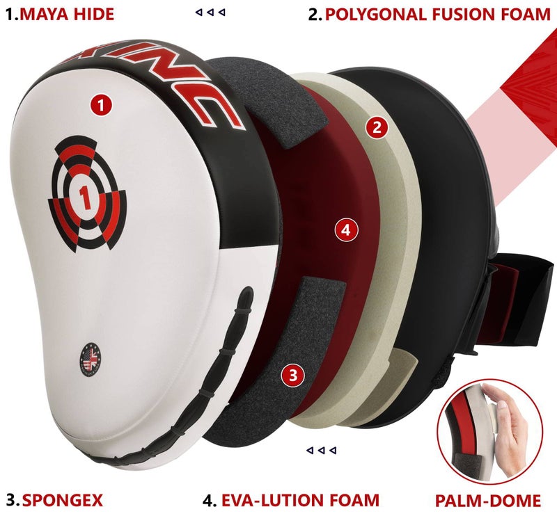 RDX Boxing Pads Focus Mitts, Maya Hide Leather Curved Hook and Jab Target Hand Pads, Great for MMA, Kickboxing, Martial Arts, Muay Thai, Karate Training, Padded Punching, Coaching Strike Shield - Image 4