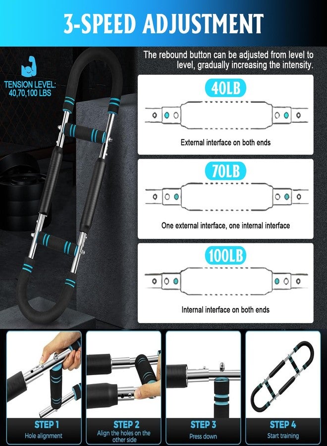TPQKA Twister Arm Trainer, Adjustable Chest Workout Equipment, Arm Trainer for Men, Portable Power Twister Bar, Detachable Design Fitness Anywhere (Blue, 40-100lb) - Image 4