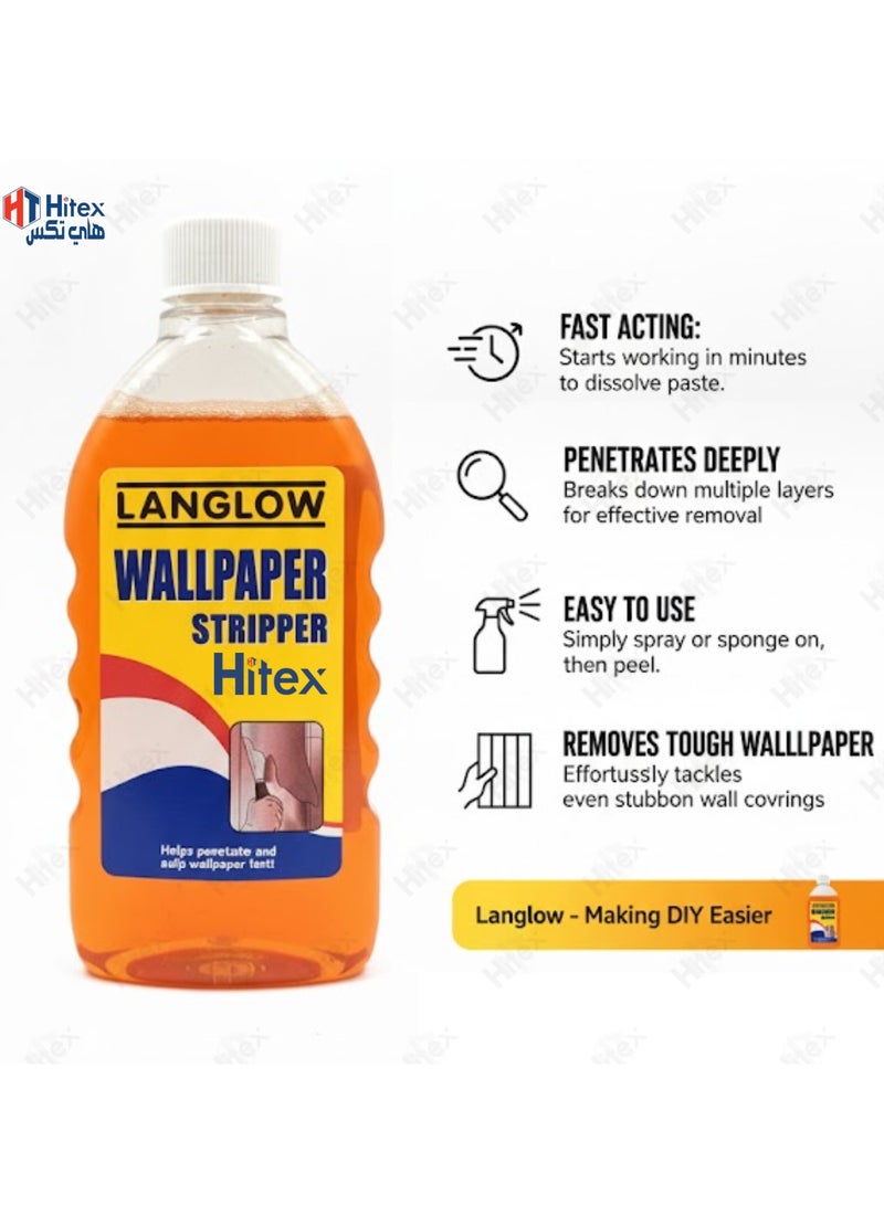 Hitex Langlow Wallpaper Stripper Concentrate | Makes 4 Gallons | Fast-Acting Solution for Removing Wallpaper Layers | Penetrates Adhesive Quickly for Easy Stripping | 500 ml - Image 5