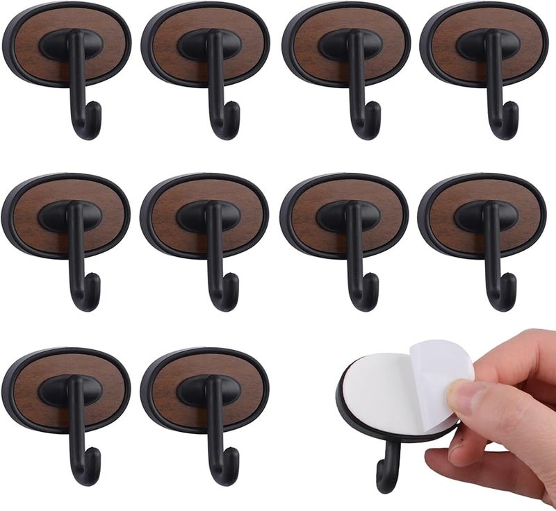 خطافات حائط لاصقة بيضاوية سوداء ثقيلة لتعليق المناشف في الحمام والمطبخ - Image 2