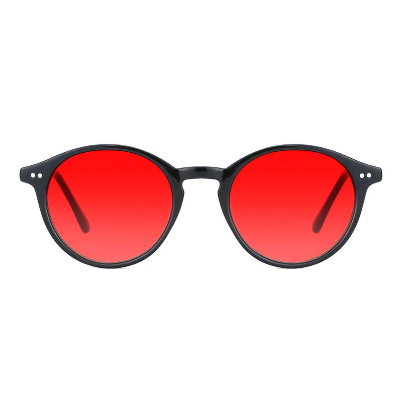 TIJN Red Lens Blue Light Blocking Glasses – Round Frame, Dual AR Coating, Computer & Gaming Eyewear for Screen Use, Black - Image 5
