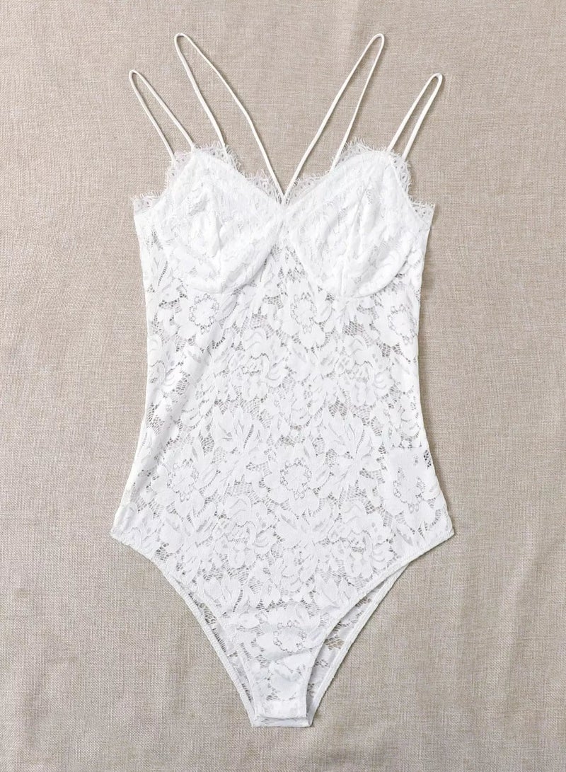 Solid Cami Lace Bodysuit - Image 3