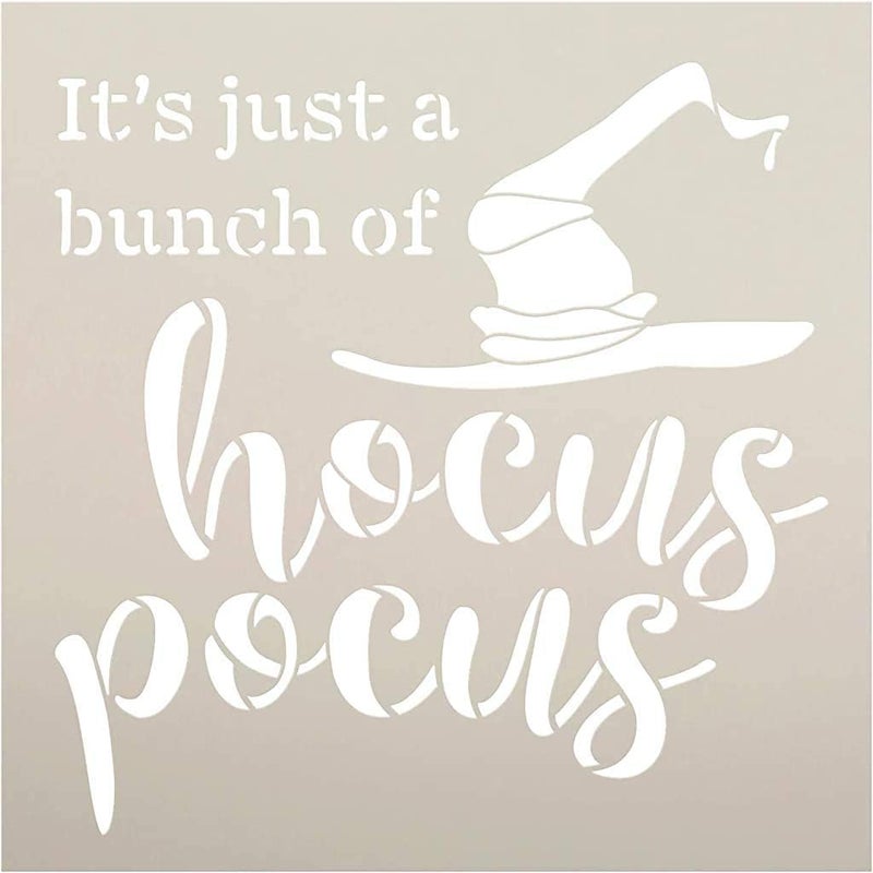 Ivana's Bunch of Hocus Pocus Stencil with Witch Hat | DIY Halloween Home Decor | Craft & Paint | Reusable Template | Size (9 x 9 inch)