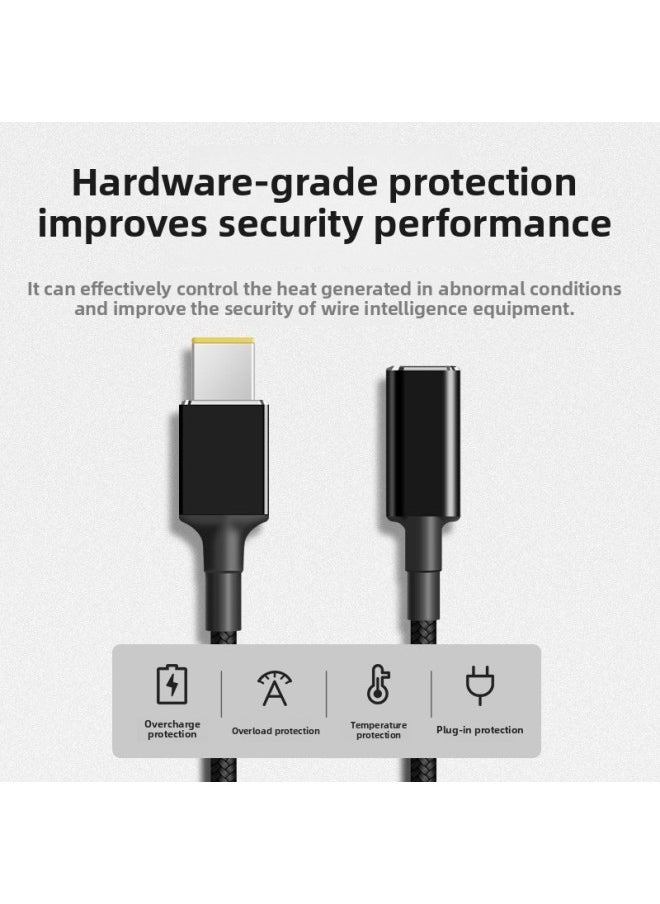 Generic - Suitable For Type-c Female To Lenovo Square Mouth Short Line Notebook Pd Power Extension Cable Charging 100W Woven-Color:6.0*3.7 - Image 1