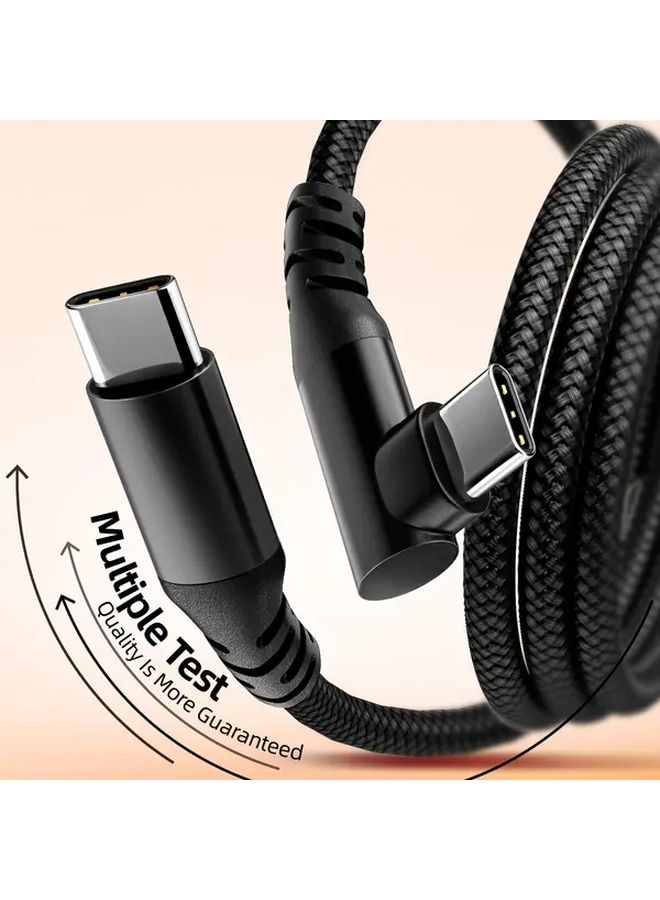 Black 60W USB C Fast Charging Cable 90 Degree Elbow 2pcs 10ft For Phone Tablet Laptop - Image 3