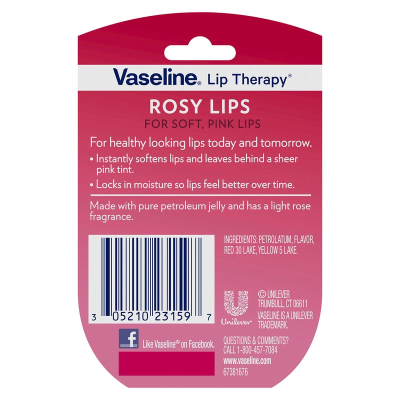 Vaseline Lip Therapy Rosy Lips 6-Pack â€“ Moisturizing Lip Balm for Very Dry Lips in Mini Jars, 0.25 Oz Ea - Image 3