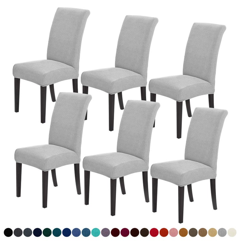 Joccun Chair Covers for Dining Room Set of 6Dining Chair Slipcovers Stretch Dining Room Chair Covers Seat ProtectorWashable Parsons Chair Cover for HomeHotelBanquetSilver6 Pack