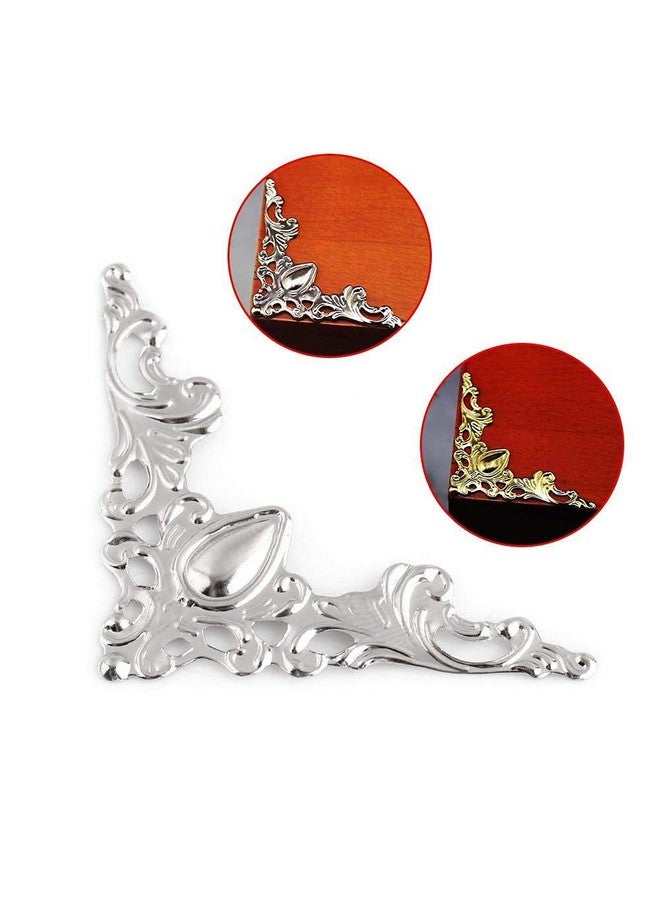 Hilitand 20pcs Antique Metal Corner Protectors - Decorative Corner For Book Furniture Dressers Jewelry Boxes (Silver White) - Image 3