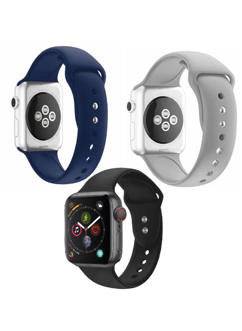 TWEGGON 3PC Set Silicone Band for Apple Watch All Series Compatible with 46mm/45mm/44mm/49mm  - Image 1