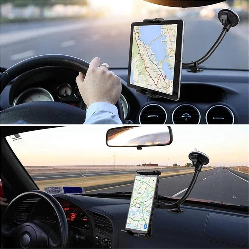 Universal Tablet Stand Long Arm Windshield Mobile Cellphone Car Mount Bracket Holder Compatible With 4-13.5 Inch IPad Pro Air GPS MP4 - Image 4
