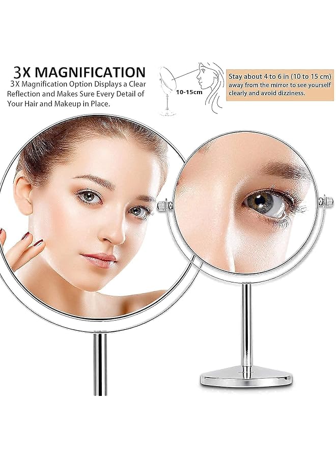 erorex 7 Inch Makeup Mirror Double Sided Tabletop Vanity Mirror With 3X Magnification Swivel Cosmetic Mirror - Image 3