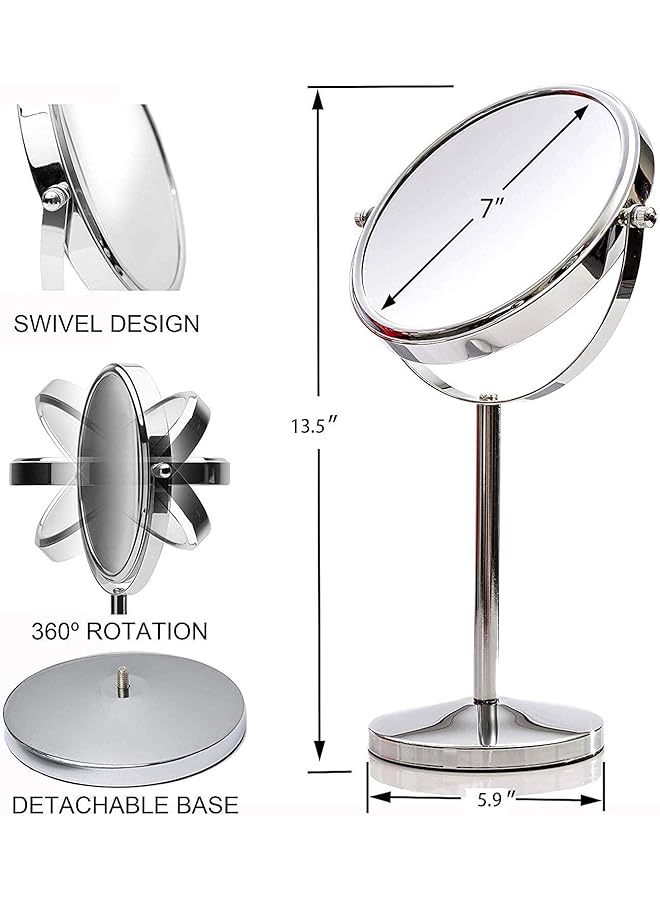 erorex 7 Inch Makeup Mirror Double Sided Tabletop Vanity Mirror With 3X Magnification Swivel Cosmetic Mirror - Image 2