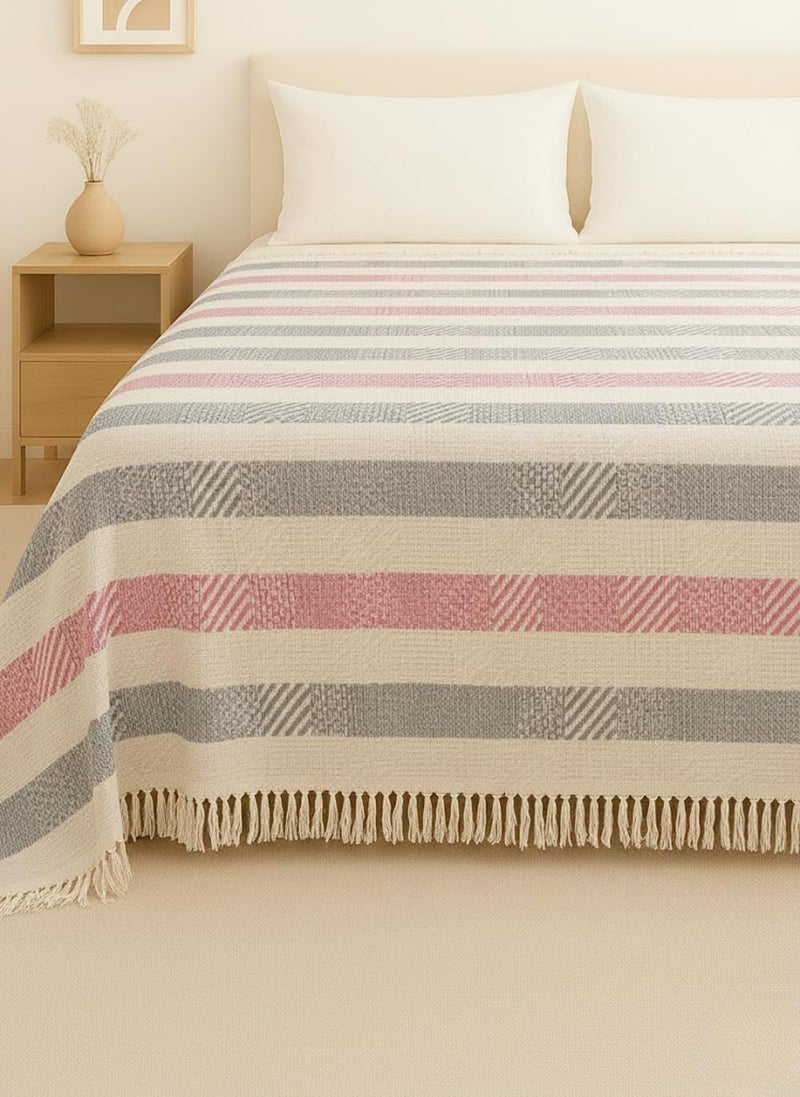 Soft Stripe Throw Pink