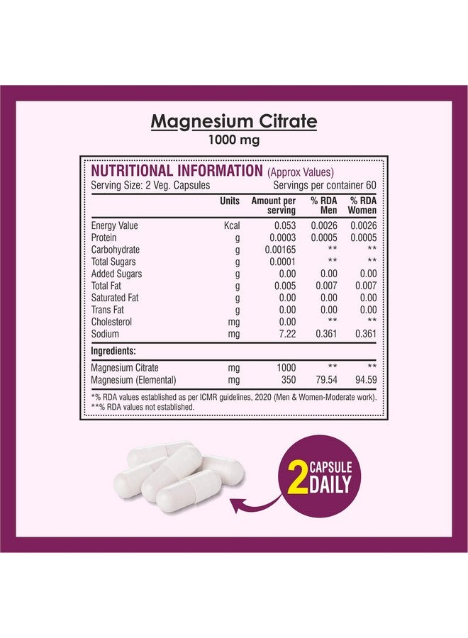 Biotrex Nutraceuticals Magnesium Citrate Supplement, Supports Bone & Sleep Health - 120 Vegetarian Capsules - Image 4