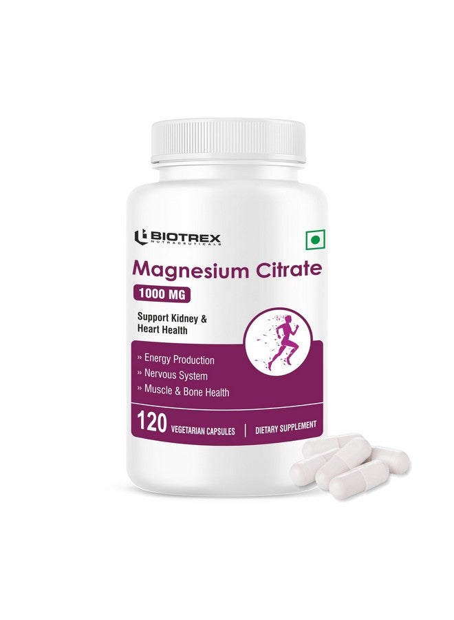 Biotrex Nutraceuticals Magnesium Citrate Supplement, Supports Bone & Sleep Health - 120 Vegetarian Capsules - Image 1