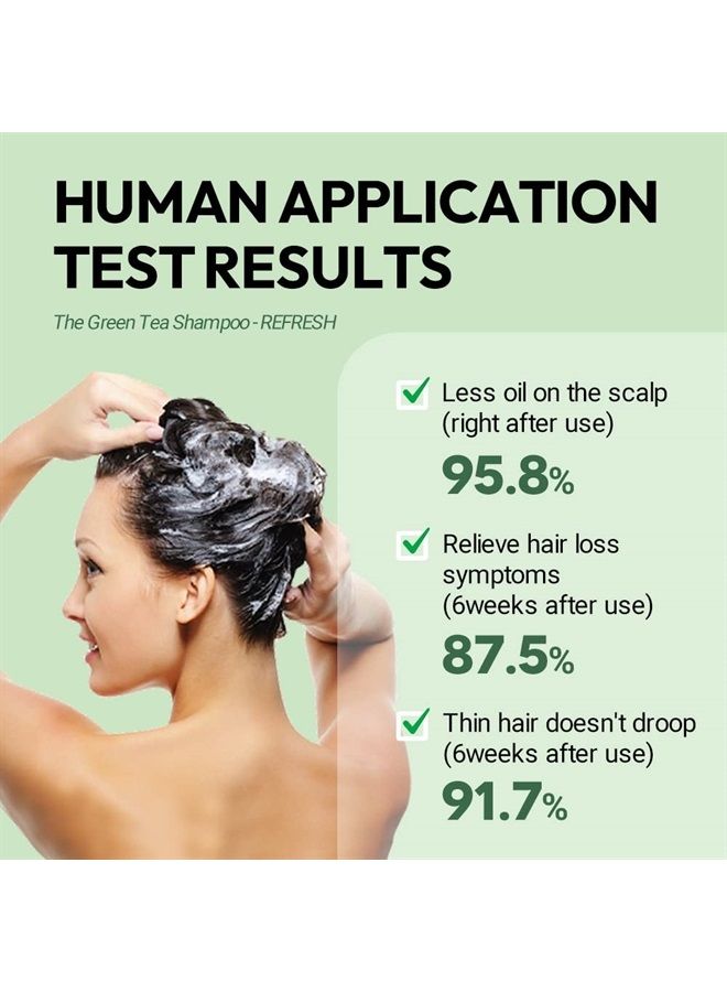 amos PROFESSIONAL شامبو الشاي الأخضر المنعش [لفروة الرأس الدهنية] 17.6 أونصة (500 جرام) | شامبو مضاد لتساقط الشعر ونمو الشعر لتنظيف الزهم الزائد ونمو الشعر | شامبو نمو الشعر الكوري - Image 4