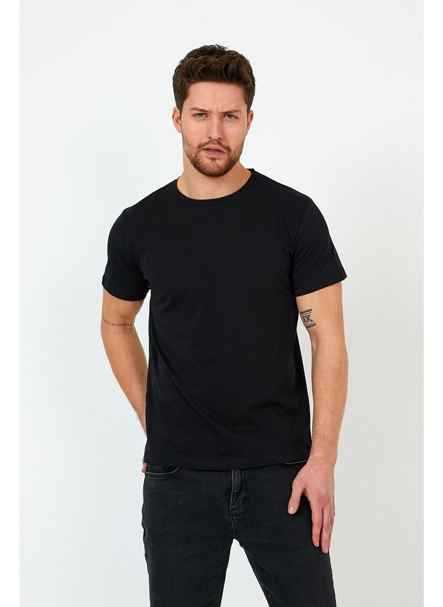 Odelon - Men's Slim Fit Narrow Cut Crew Neck 5-Piece Basic T-Shirt Pack Multi Color - Image 1