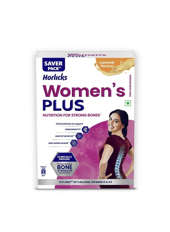 Horlicks Horlicks Women's Plus Caramel Refill 400g | Health Drink for Women, No Added Sugar | Improves Bone Strength in 6 months, 100% Daily Calcium, Vitamin D  - Image 1