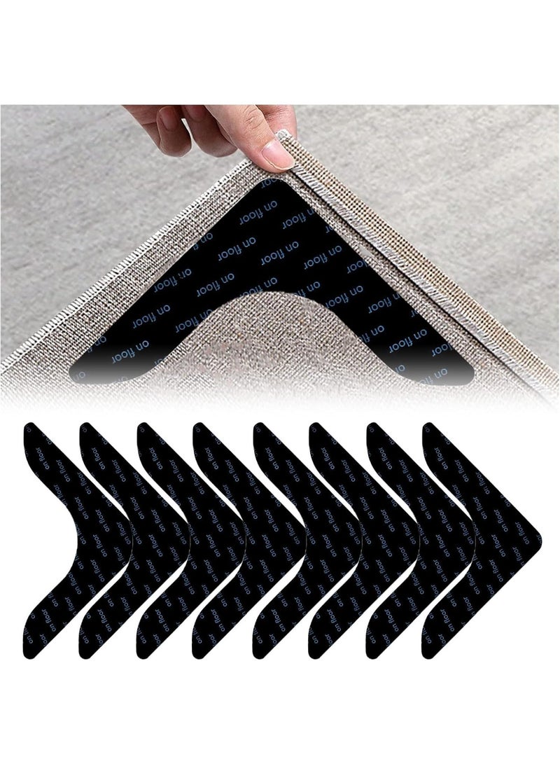 عربست 8pcs Reusable Carpet Stickers, Non-Slip Washable Rug Stickers, Hardwood Corner Carpet, Prevent Rugs From Moving And Rolling Edges, U-shape Carpet Sticker - Image 1