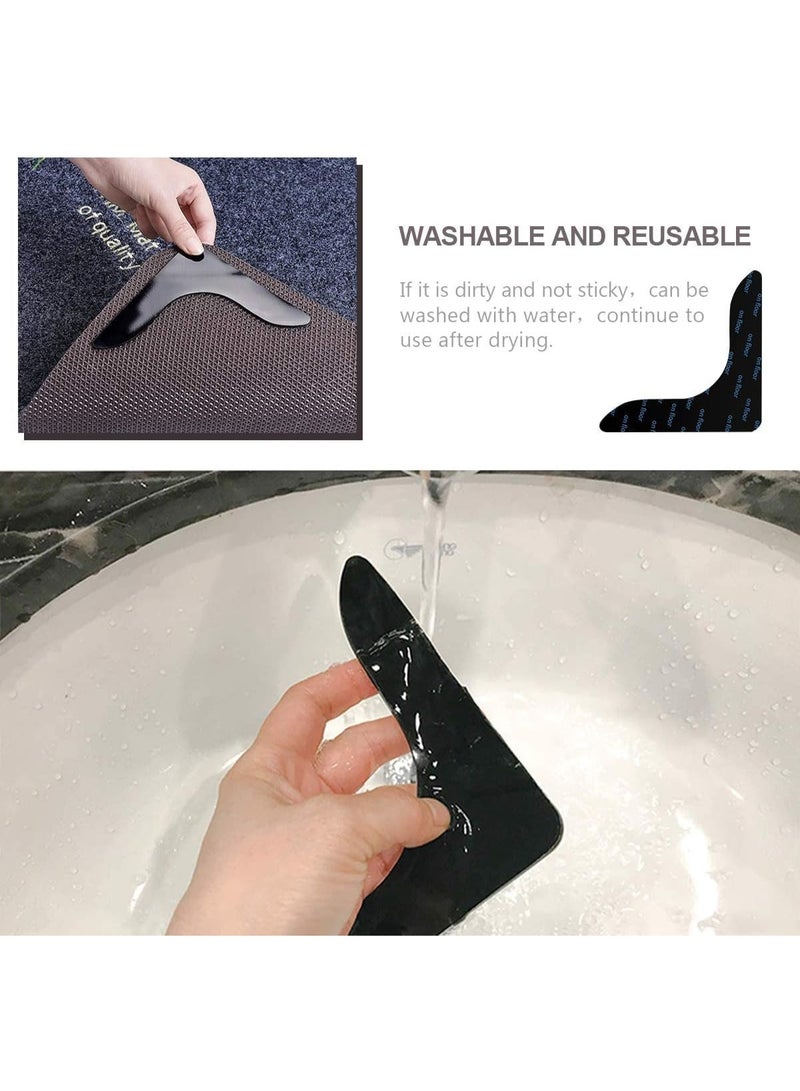 عربست 8pcs Reusable Carpet Stickers, Non-Slip Washable Rug Stickers, Hardwood Corner Carpet, Prevent Rugs From Moving And Rolling Edges, U-shape Carpet Sticker - Image 4